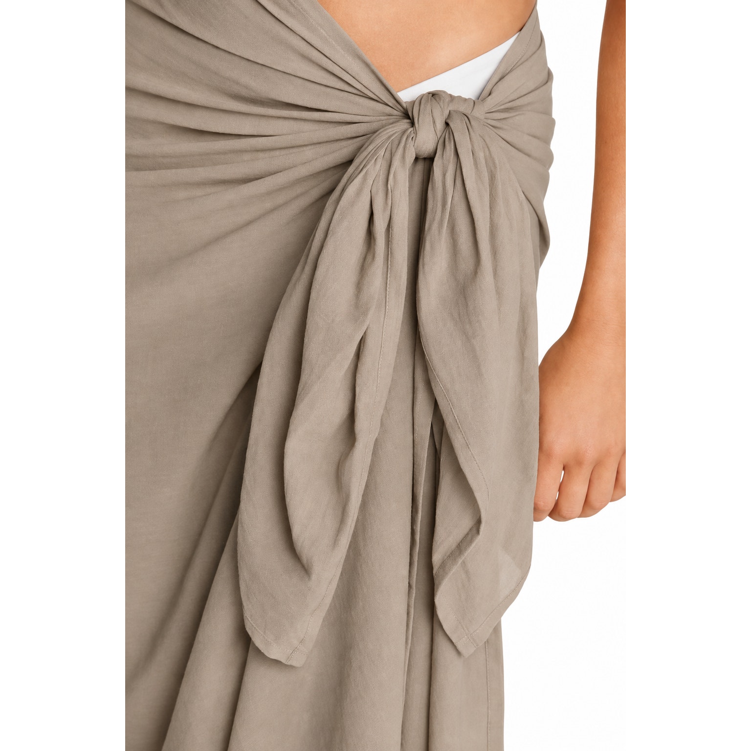Mikoh Ahe Sarong In Gravel One Size Os New Sand Tan Coverup Wrap Pareo Pool Chic — image 5 of 8